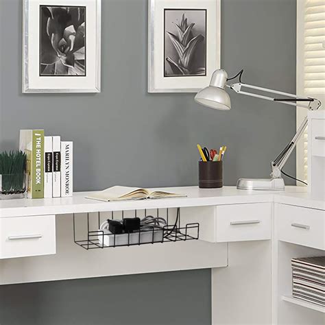 Under Desk Cable Management Tray 2 Packs, 16 inches Under Table Cord ...