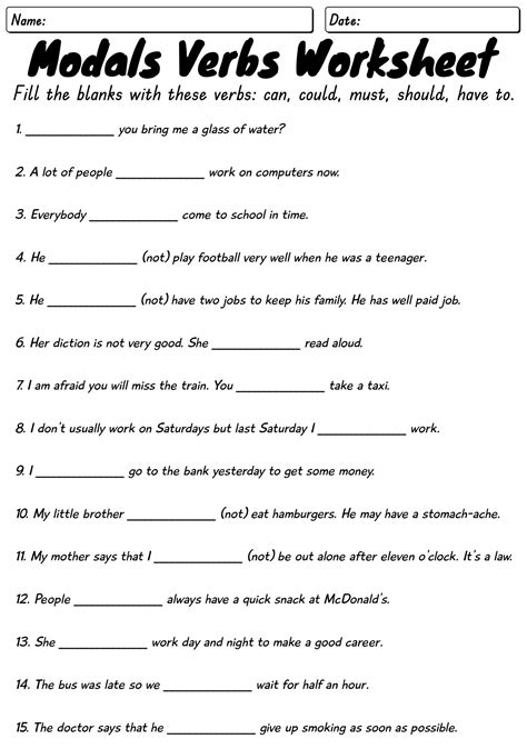 Image result for Modals Worksheet