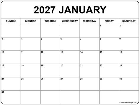 January 2027 calendar | free printable calendars