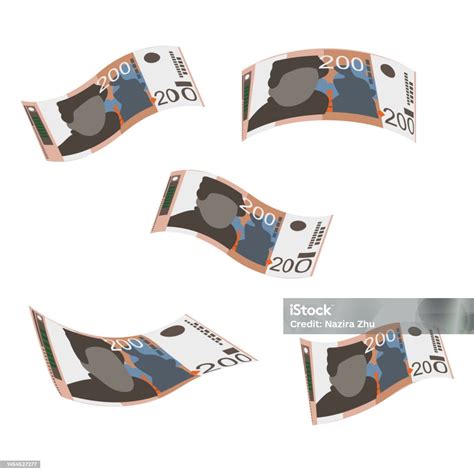 Serbian Dinar Vector Illustration Serbia Kosovo Money Set Bundle Banknotes Falling Flying Money ...