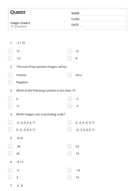 50+ Numbers 0-10 worksheets for 6th Class on Quizizz | Free & Printable