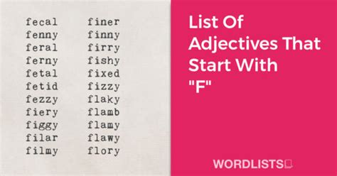 List Of Adjectives That Start With "F"
