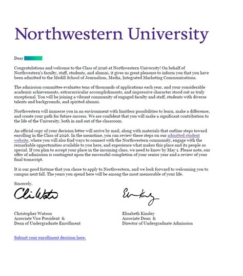 College Acceptance Letter | Sample College Acceptance Letters