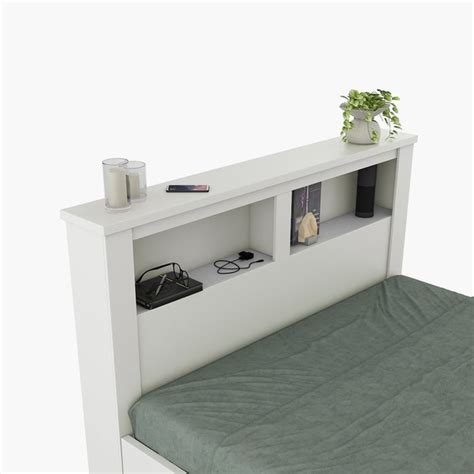Buy Helios Reynan Cannes Queen Bed with Box Storage - White from Helios ...