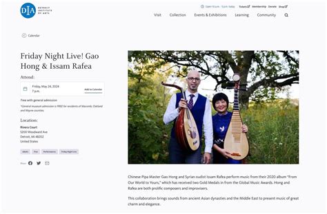 Friday Night Live: Gao Hong & Issam Rafea, Detroit Institute of Arts ...