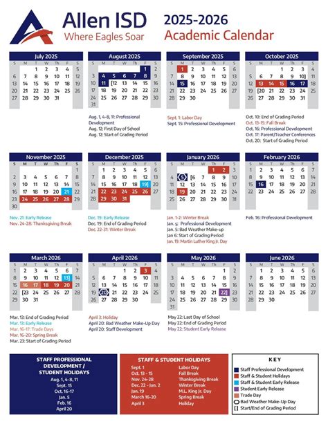 Allen ISD School Calendar 2025-2026 | Holidays