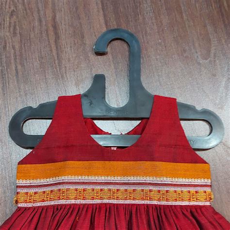 Maroon Color Mustard Silver Border Pure Irkal Knee Length Frock Dress ...