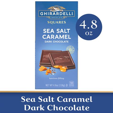 GHIRARDELLI Sea Salt Caramel Dark Chocolate Candy SQUARES Bar, 4.8 oz ...