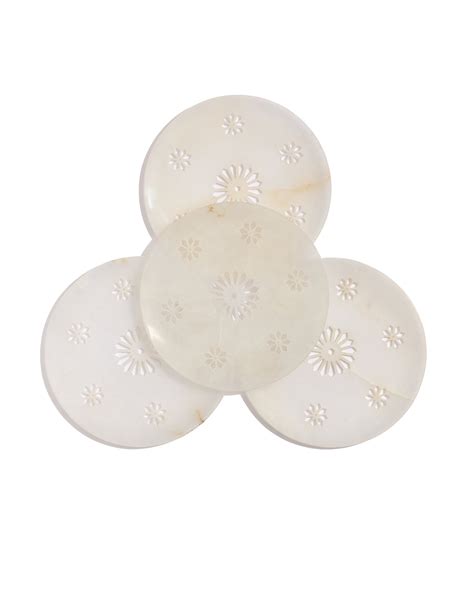 Celeste Hand-Carved White Marble Plates — Set of 4 – MoonRiverDesign