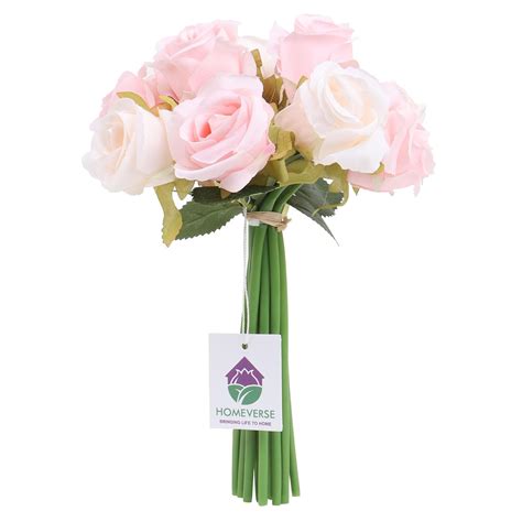 Buy HOMEVERSE 12pcs Artificial Rose Fake Silk Plants Wedding Valentines ...