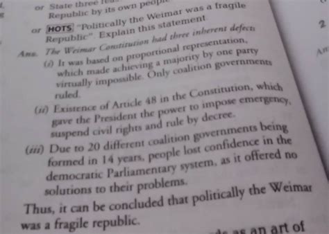 why weimar republic was frangile in political explain - Brainly.in