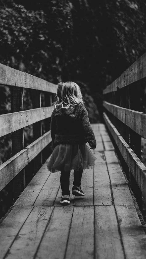 Download wallpaper 1350x2400 girl, bridge, bw iphone 8+/7+/6s+/6+ for ...