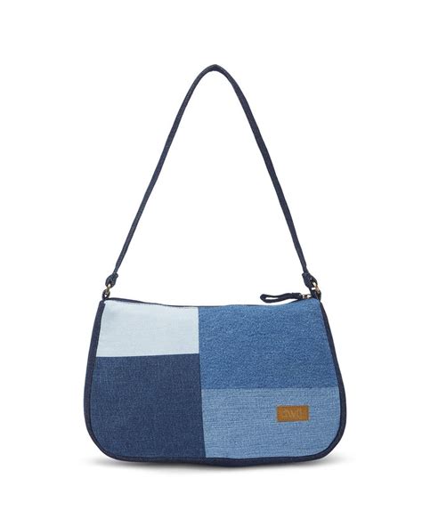 Upcycled Eco Friendly Denim Jeans Mosaic Baguette Bag - Dwij