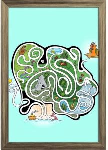 Maze Game For Kids Paper Poster Antique Golden Frame | Top Acrylic ...