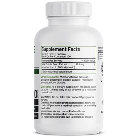 Milk Thistle Seed Extract Silymarin - 125 mg - 100 Capsules | Herbs ...