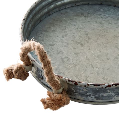 Iron Tray with Rope Handles, 13x2