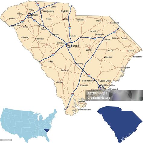 South Carolina Road Map High-Res Vector Graphic - Getty Images