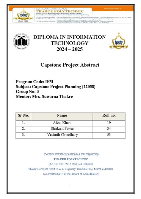 Capstone Project Proposal for Diploma in IT (IF5I) - 2024-2025 - Studocu