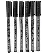 Brustro Fude Hard-tip Black Ink Calligraphy Brush Pen Set of 4 (Extra ...