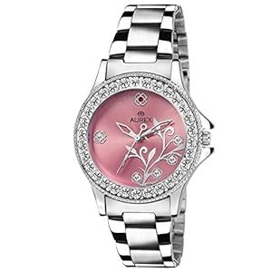 AUREX Analogue Women's Watch (Pink Dial Silver Colored Strap) : Amazon ...