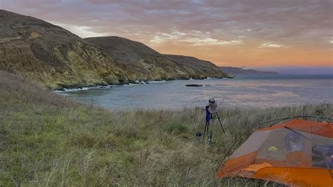 Setting up camp at sunset. Santa Rosa Island, Channel Islands National ...
