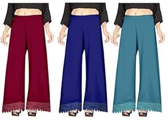 Buy Florence Pack Of 3 Women's Crepe Palazzo Bottom (PZ-055_056_070 ...