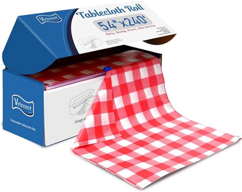 Amazon.com: Vrisssot Plastic Table Cover Roll Disposable Red Checkered ...