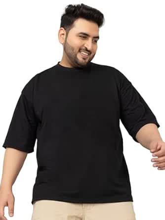 Buy CHKOKKO Men Polyester Blend Solid Plain Plus Size Half Sleeves ...