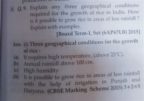 Describe the geographical condition for the growth of rice? - Brainly.in