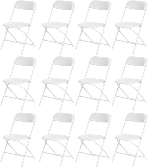 Amazon.com: SEALAMB 12 Pack White Plastic Folding Chairs, Indoor ...