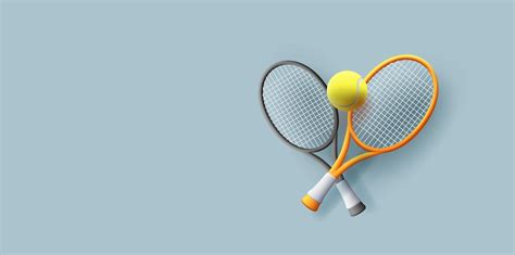 3d-Vektor zwei Tennis-Rackette gekreuzt mit Ball-Illustration Sport und ...