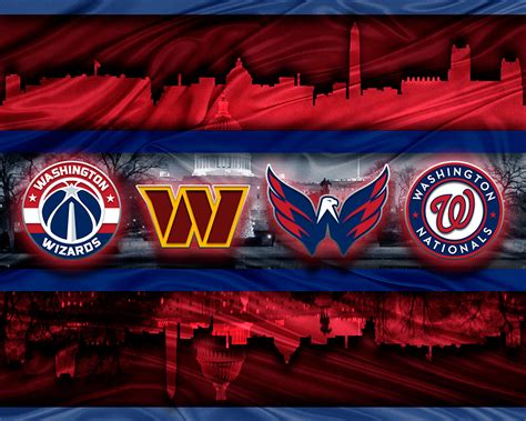 Washington Sports Teams Skyline Poster, Washington Nationals, Capitals ...