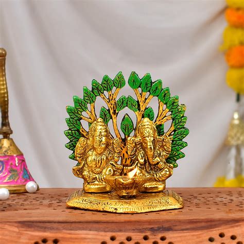 Buy Craftvatika Diya Lakshmi Ganesha Idol for Diwali Decoration Gift ...