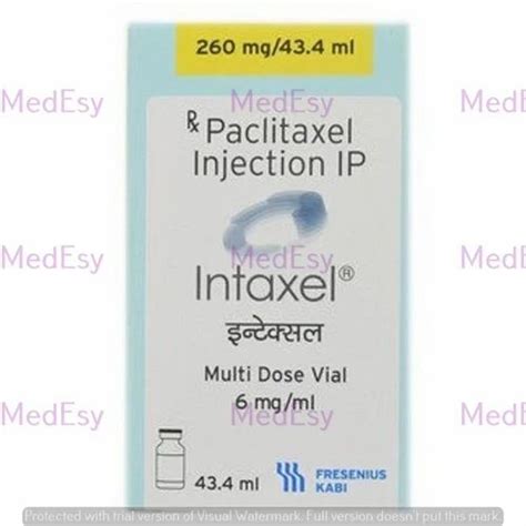 Paclitaxel Injection Ip - Intaxel Paclitaxel 260 Mg Injection By MedEsy ...