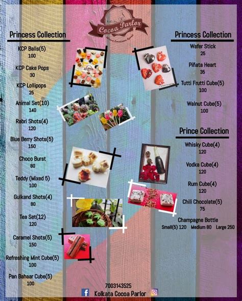 Menu at Kolkata Cocoa Parlor, Kolkata, 61A