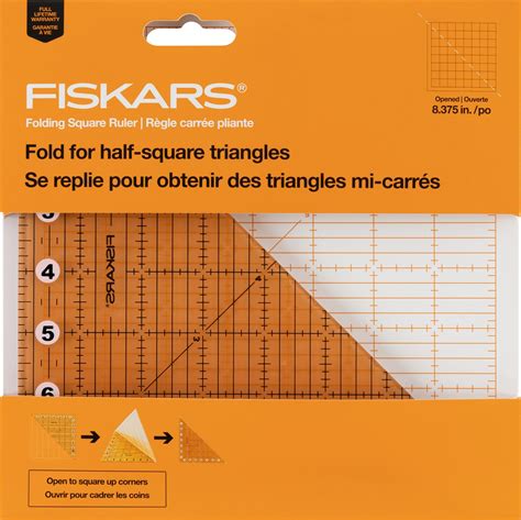 Fiskars Folding Square Ruler 8.375"X8.375"-Clear / Orange | Michaels