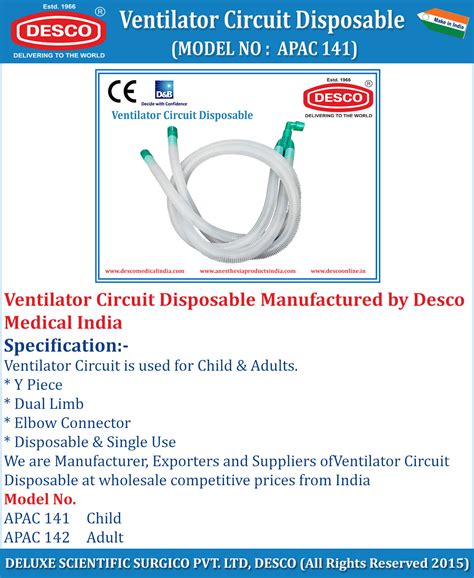 Disposable Ventilator Circuit Manufacturer and Exporter India | DESCO