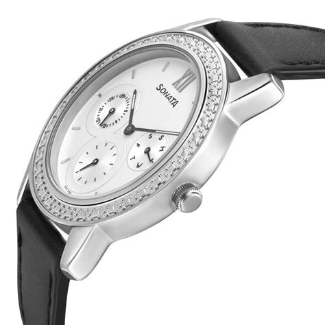 Sonata Multifunctions White Dial Women Watch With Leather Strap