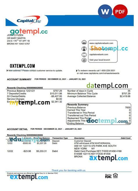 Image result for Capital One Check Sample