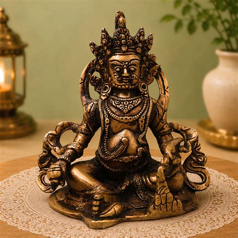 Brass Kubera Idol for Wealth, Prosperity, Vastu & Home Temple Deco – Bhunes