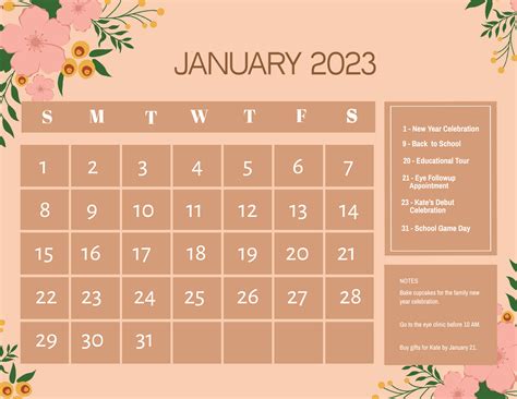 Colorful Year 2023 Calendar in Illustrator, Word, PSD - Download ...