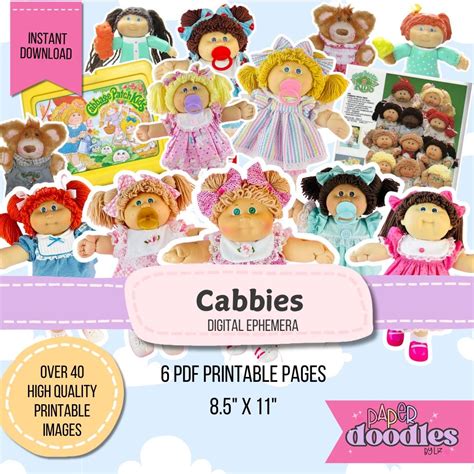 Printable Ephemera, 1980’s Cabbage Patch Kids, Cabbies, Print at Home ...