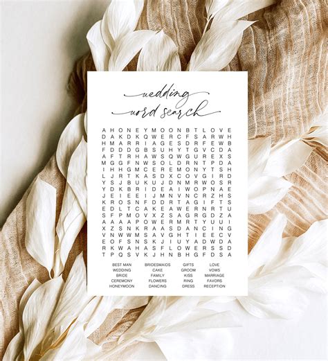 Wedding Word Puzzle, Minimal Word Search Game, Printable Bridal Shower ...