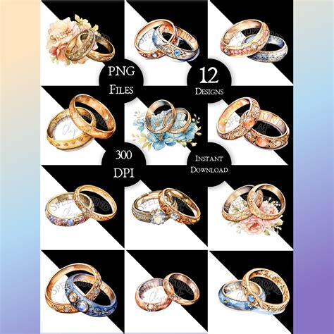 Wedding Rings Digital Clipart Commercial Use Instant - Etsy