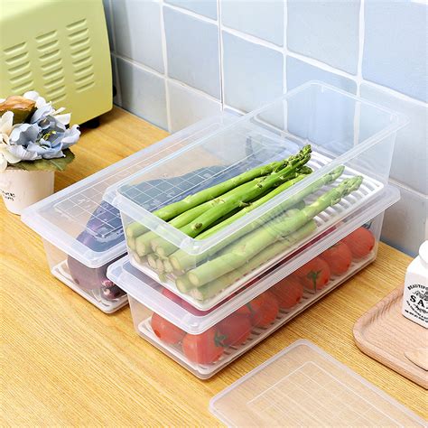 塑料食品保鲜盒 厨房冰箱沥水餐具盒 蔬菜水果收纳盒-阿里巴巴