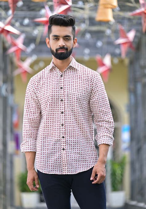 Shirt Full Sleeve Mens Harlequin Rust