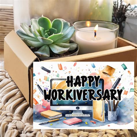 Happy Workiversary Work Anniversary Gift Box Set Succulent Gift Box ...