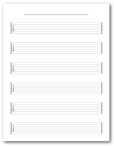 Blank 6-string Guitar Tablature 6 Large Rows for Easy Reading, Blank ...
