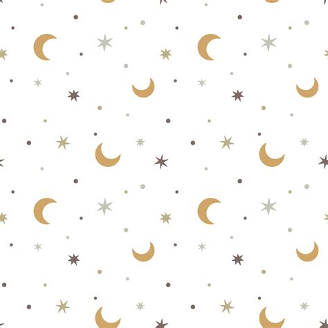 Kids bedroom pattern with pastel moon and stars. Baby boho background ...