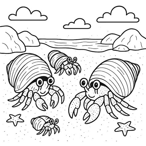 20+ Hermit Crab Coloring Pages For Children - A4 Printable PDFs